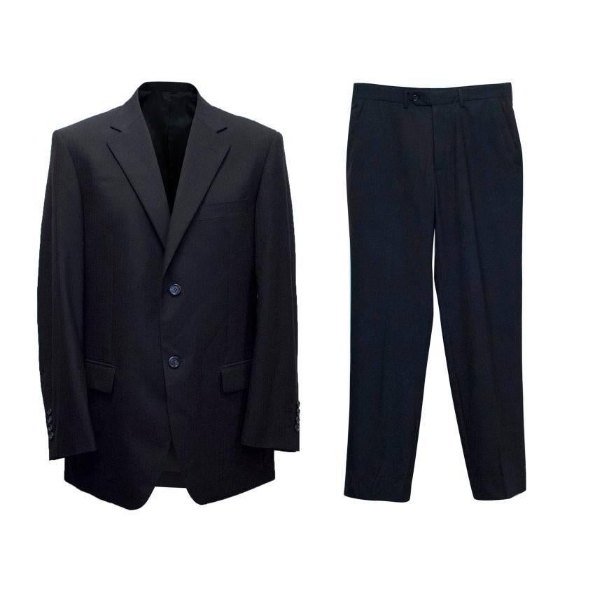 Balmain Black Pinstripe Suit 48R