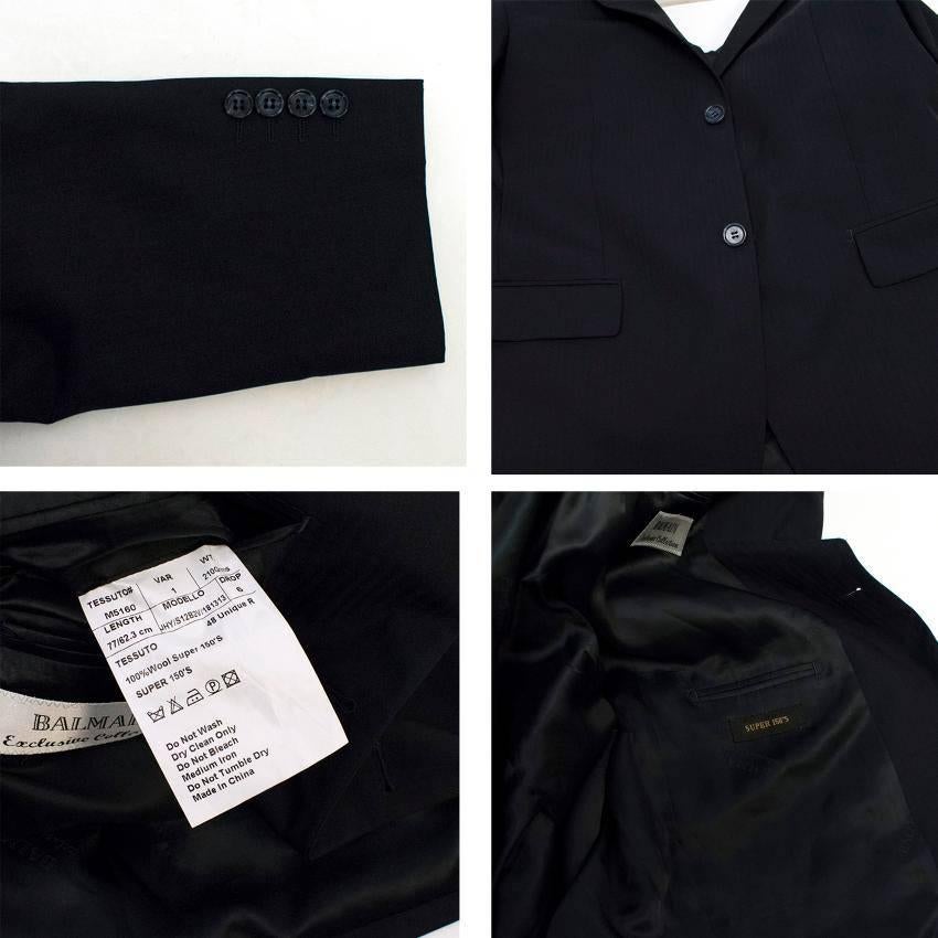 Balmain Black Pinstripe Suit 48R 2