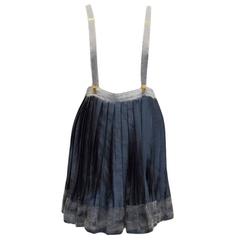 Vionnet Blue Silk Skirt with Braces