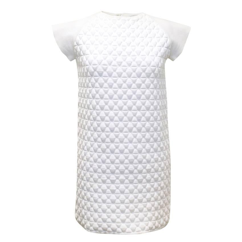 Vionnet White Textured Shift Dress For Sale