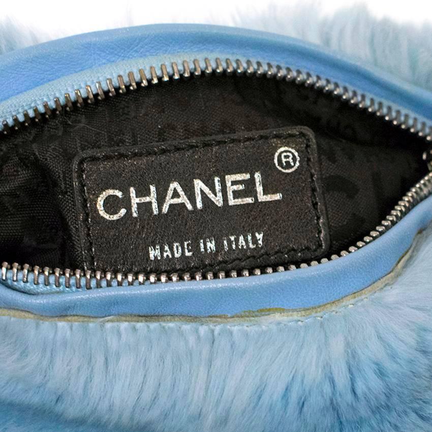 Chanel Powder Blue Rabbit Fur Handbag For Sale 1