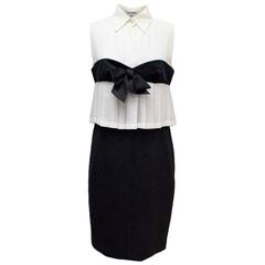 Chanel Black and Cream Dress with Black Bow Detail