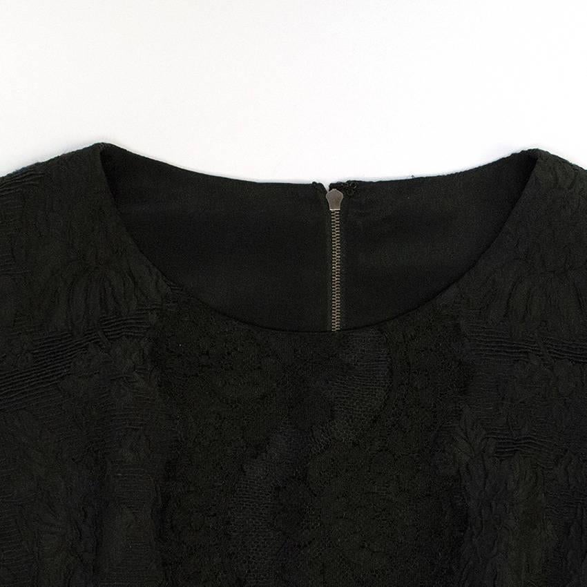 Dolce & Gabbana Black Embroidered Cotton Dress with Lace Detail For Sale 5