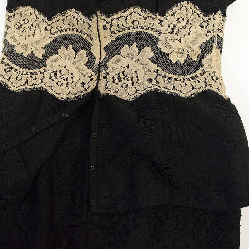 Dolce & Gabbana Black Embroidered Cotton Dress with Lace Detail For Sale 3