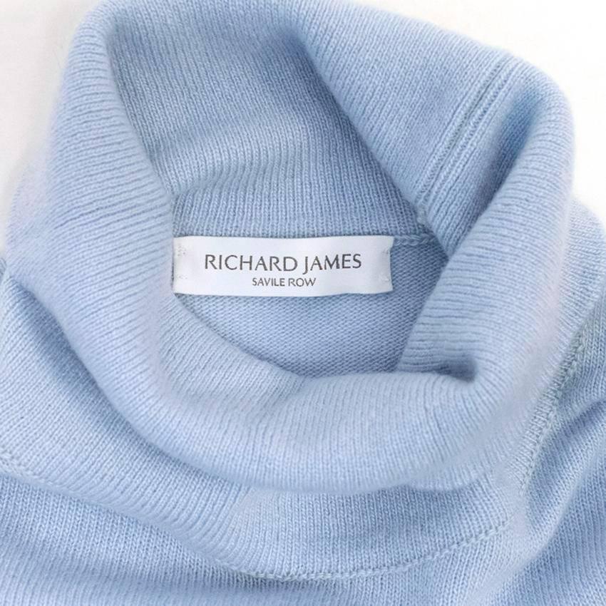  Richard James Savile Row Men's Light Blue Roll Neck Jumper In Excellent Condition For Sale In London, GB