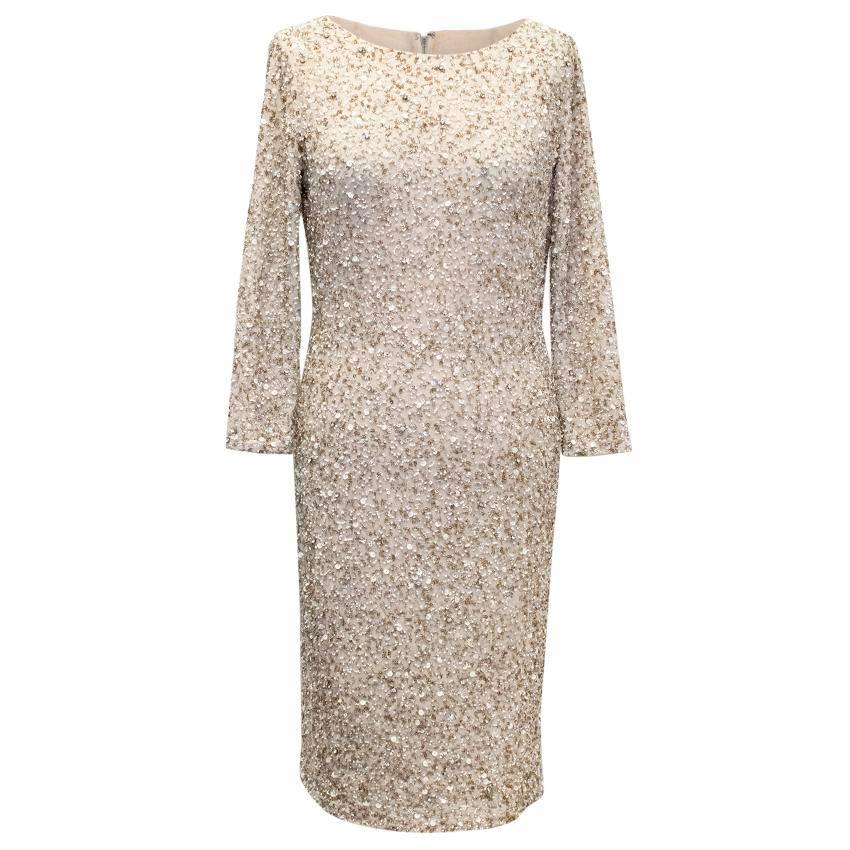 Alice + Olivia Cream Embellished Dress   For Sale