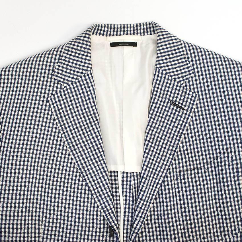 Gray  Tom Ford Blue and White Checkered Blazer