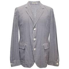 Bottega Veneta Black and White Checkered Cotton Blazer 12