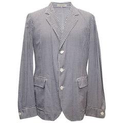 Bottega Veneta Black and White Checkered Cotton Blazer