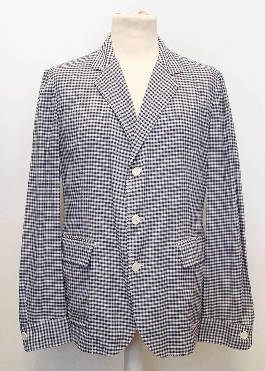 Bottega Veneta Black and White Checkered Blazer Style Shirt with three buttons down centre front and two front pockets.

Made in Italy. Size: 52

Condition: 10/10

Approximate Measurements:
Sleeve Length: 68cm
Wrist Width: 13.5cm
Chest