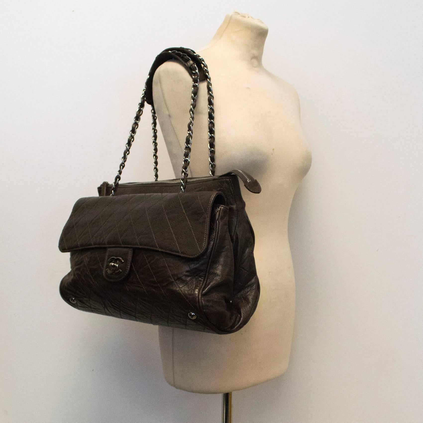 Black Chanel Dark Brown Gladstone Bag For Sale