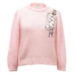 Fendi Mohair Silk Pink Jumper with Fower Embellishment 3