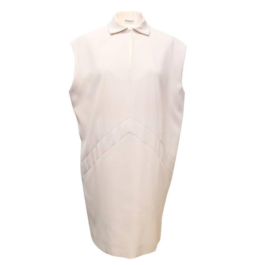 Balenciaga Cream Sleeveless Shirt Dress For Sale