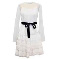 Alberta Ferretti Cream Ruffled Mini Dress