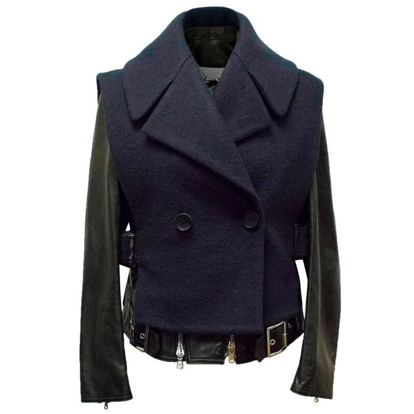 Philip Lim Leather and Wool Layered Jacket For Sale