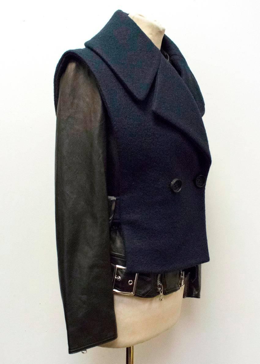 Women's Philip Lim Leather and Wool Layered Jacket For Sale