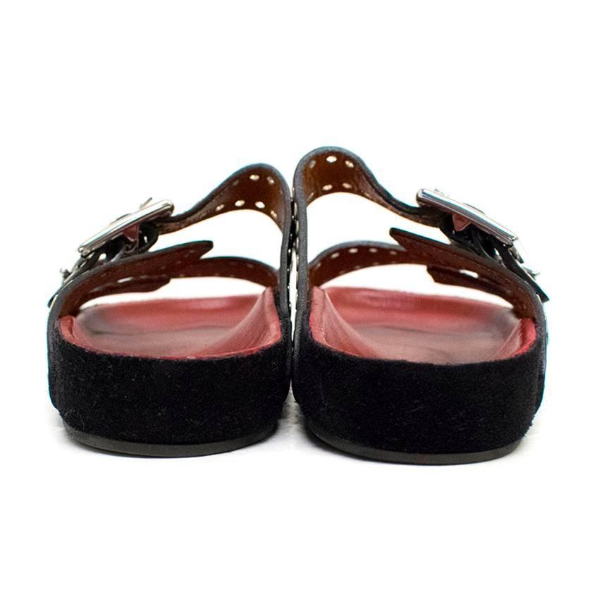 Brown Isabel Marant Black 'Lenny' Eyelet Sandals For Sale