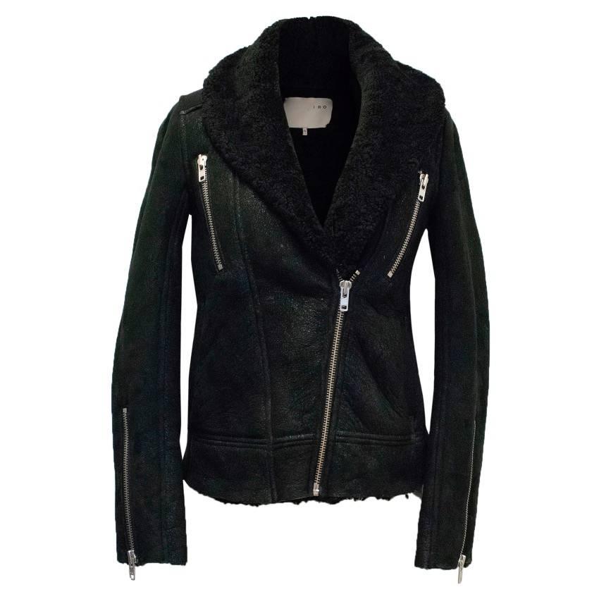  IRO Black Shearling Biker Jacket For Sale