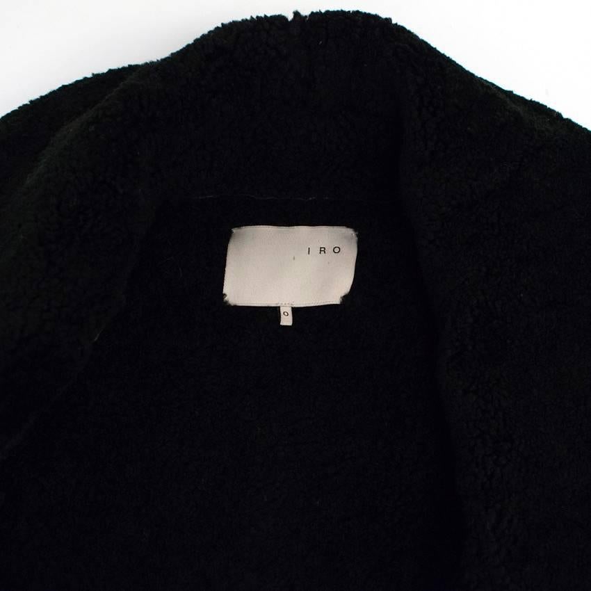  IRO Black Shearling Biker Jacket For Sale 3