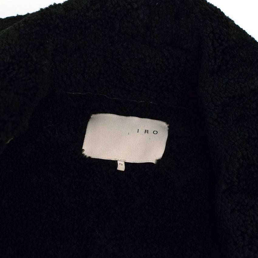  IRO Black Shearling Biker Jacket In Excellent Condition For Sale In London, GB