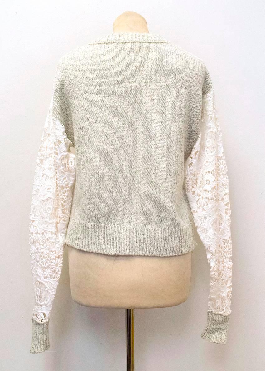 See by Chloe White Crochet Jumper with a Grey Knitted Back 1
