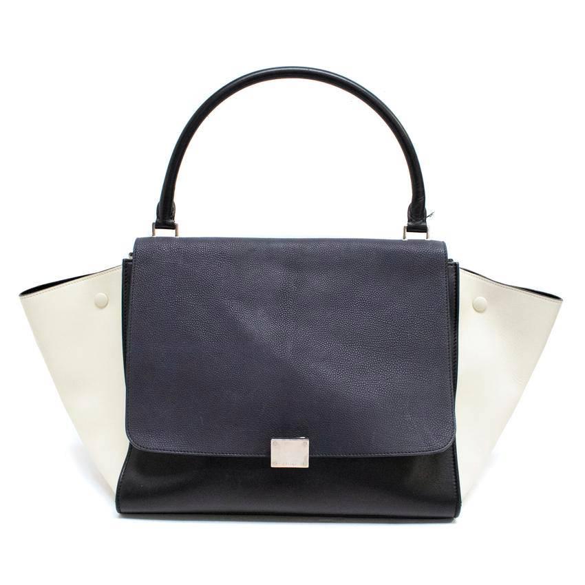 Celine Black, White And Navy Trapeze Bag For Sale