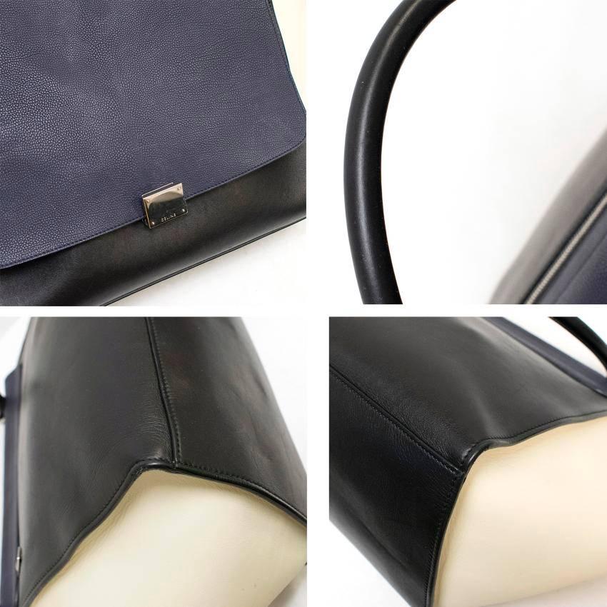 Celine Black, White And Navy Trapeze Bag In Excellent Condition For Sale In London, GB