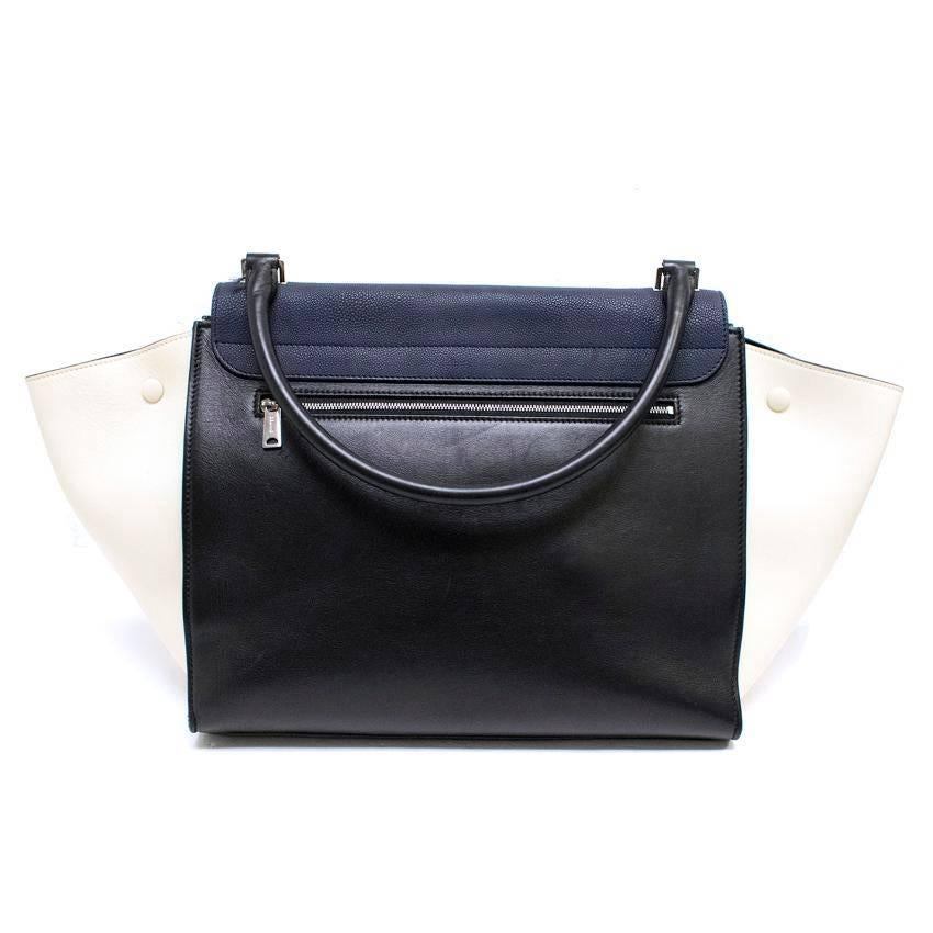 Celine Black, White And Navy Trapeze Bag For Sale 3