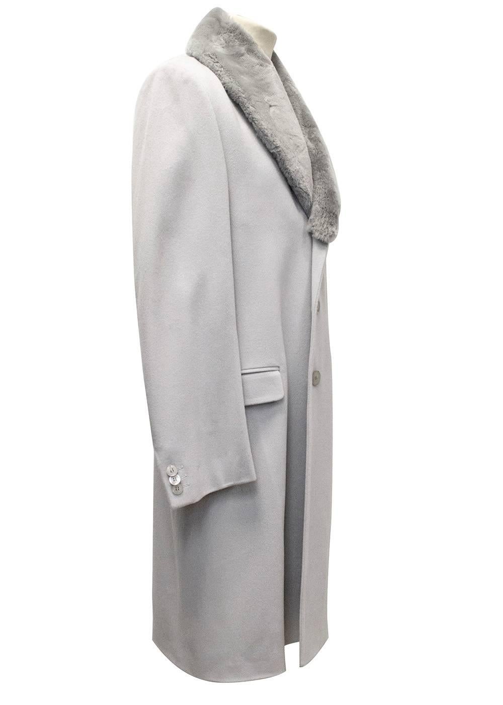 grey coat with fur collar