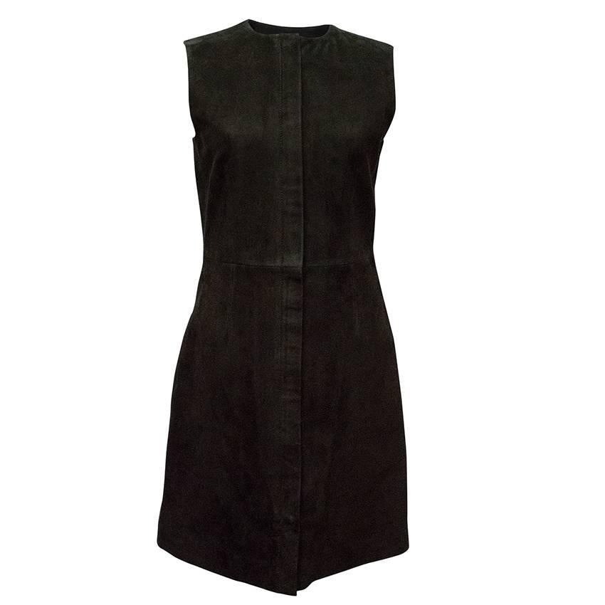 Balenciaga Black Suede Zip-Front Sleeveless Dress For Sale
