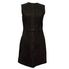 Balenciaga Black Suede Zip-Front Sleeveless Dress