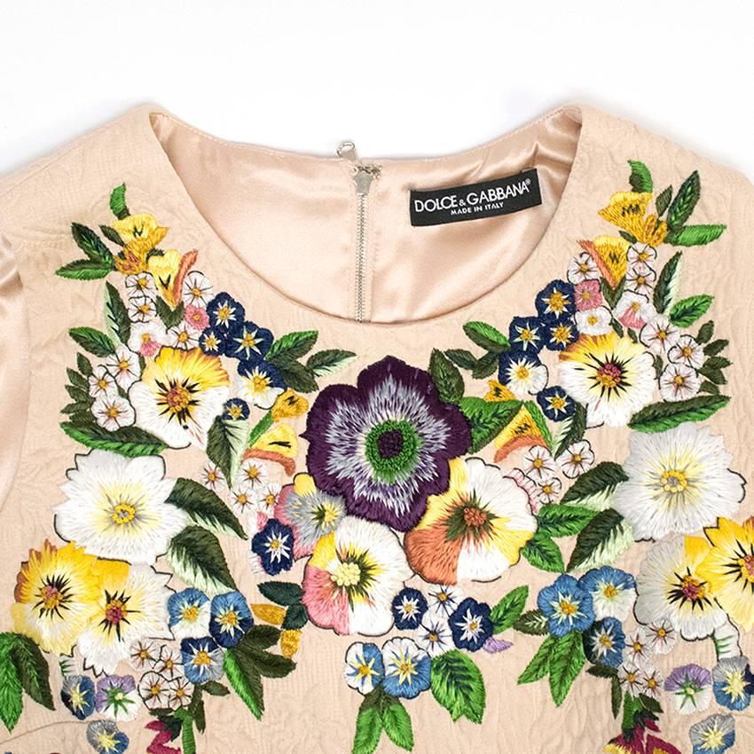Women's Dolce & Gabbana Pale Pink Floral Embroidered Top For Sale