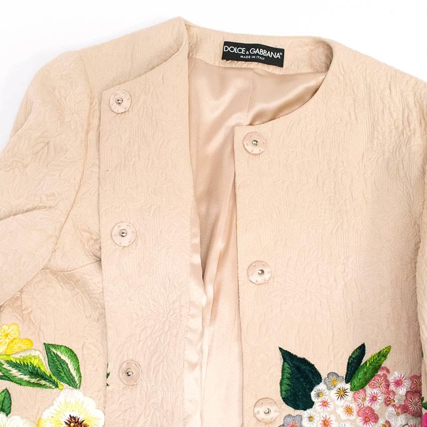 Women's Dolce & Gabbana Pale Pink Floral Embroidered Jacket For Sale