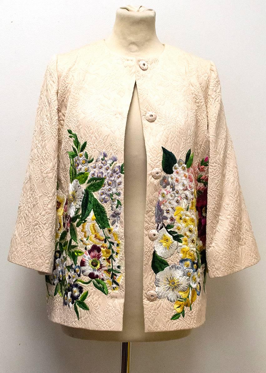 Dolce & Gabbana Pale Pink Floral Embroidered Jacket In Good Condition For Sale In London, GB