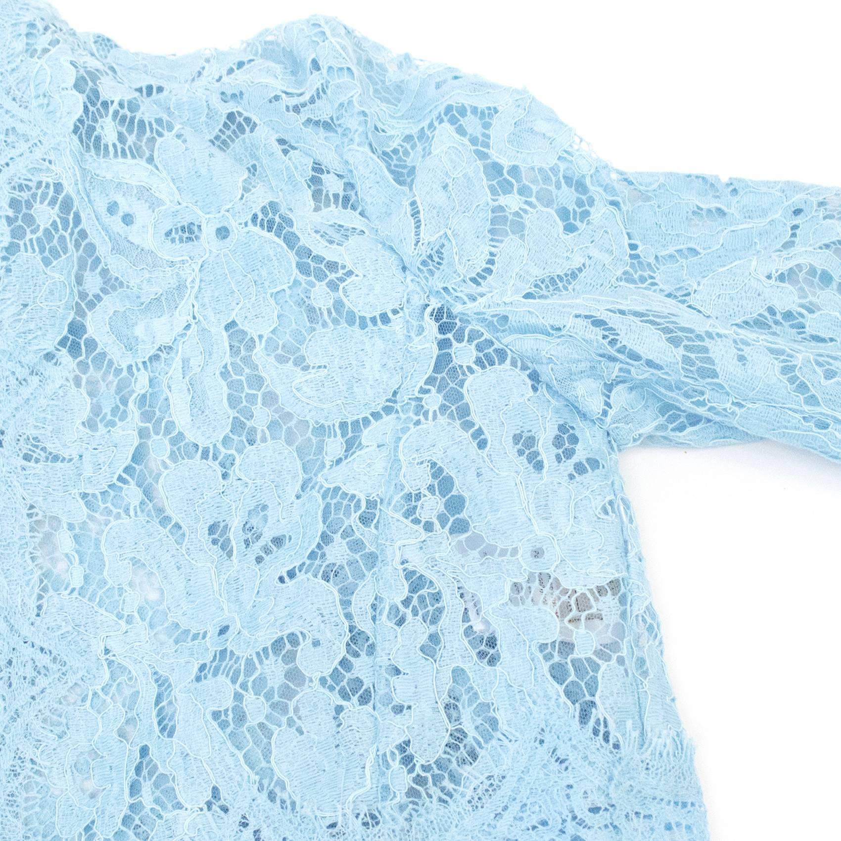 Emilio Pucci Baby Blue Lace Two Piece Jacket and Maxi Skirt For Sale 4