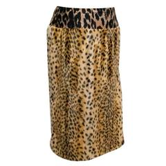 Dries Van Noten Cheetah Print Faux Fur Skirt 9