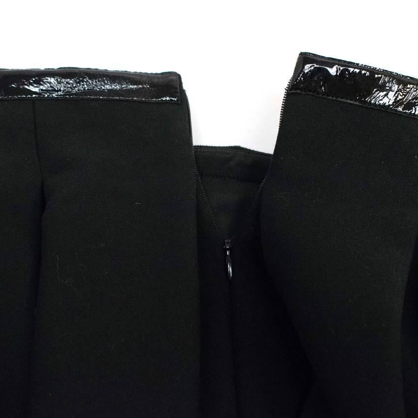 Tamara Mellon Black Patent Leather Trim Pleated Skirt For Sale 2