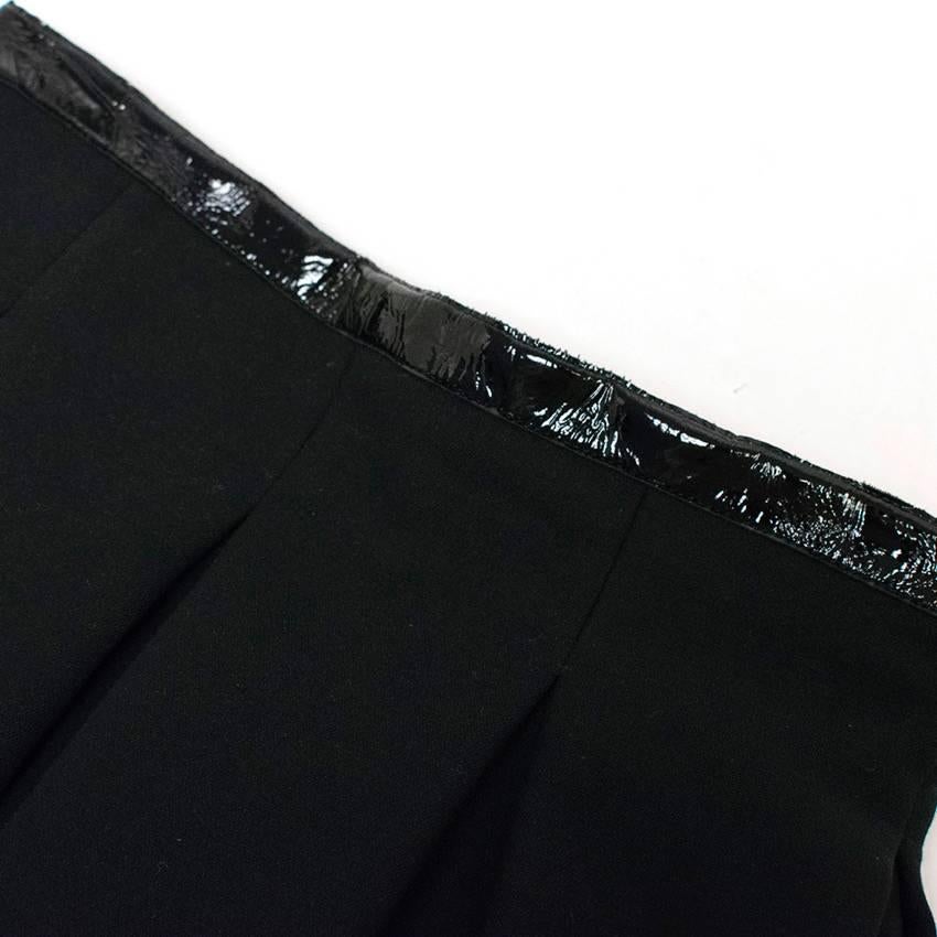 Tamara Mellon Black Patent Leather Trim Pleated Skirt For Sale 4