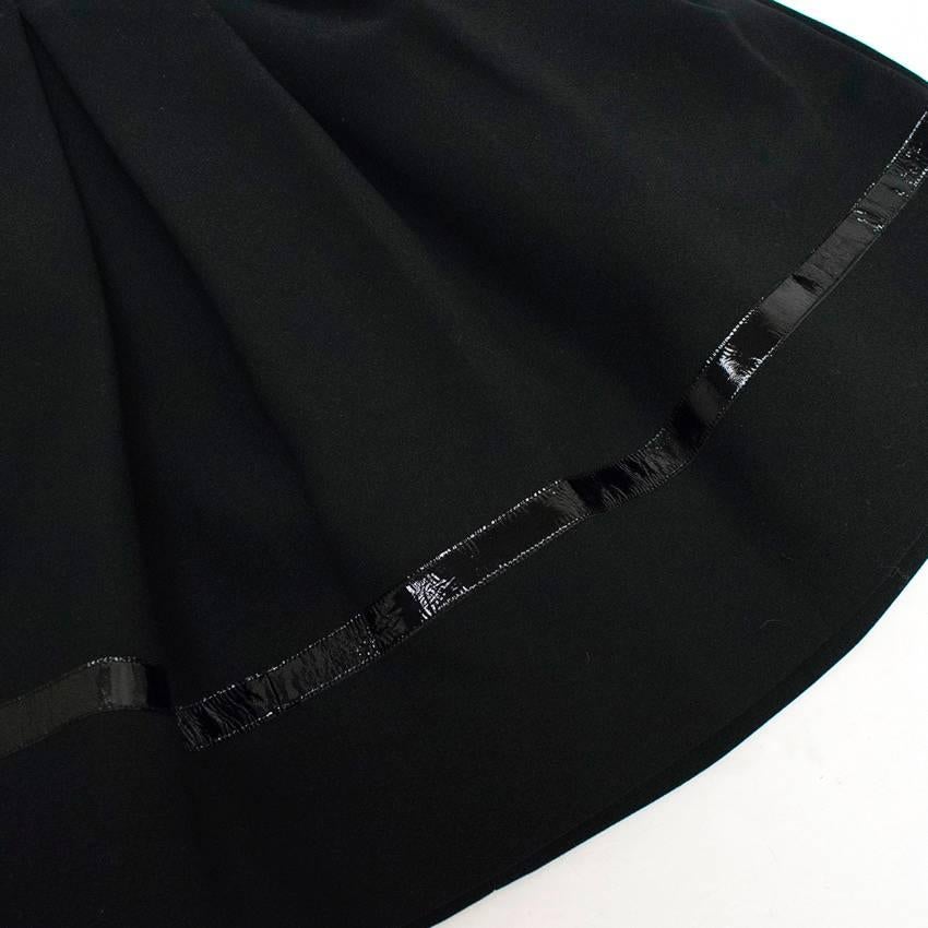 Tamara Mellon Black Patent Leather Trim Pleated Skirt For Sale 3