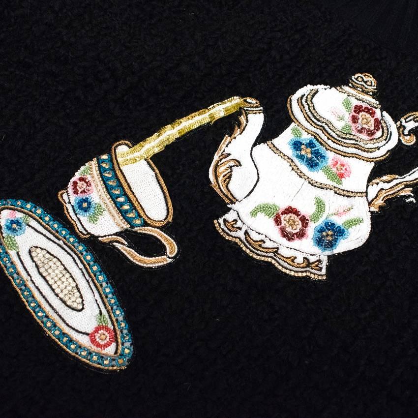 Dolce & Gabbana Black Jumper with Teapot Embellishment For Sale 2