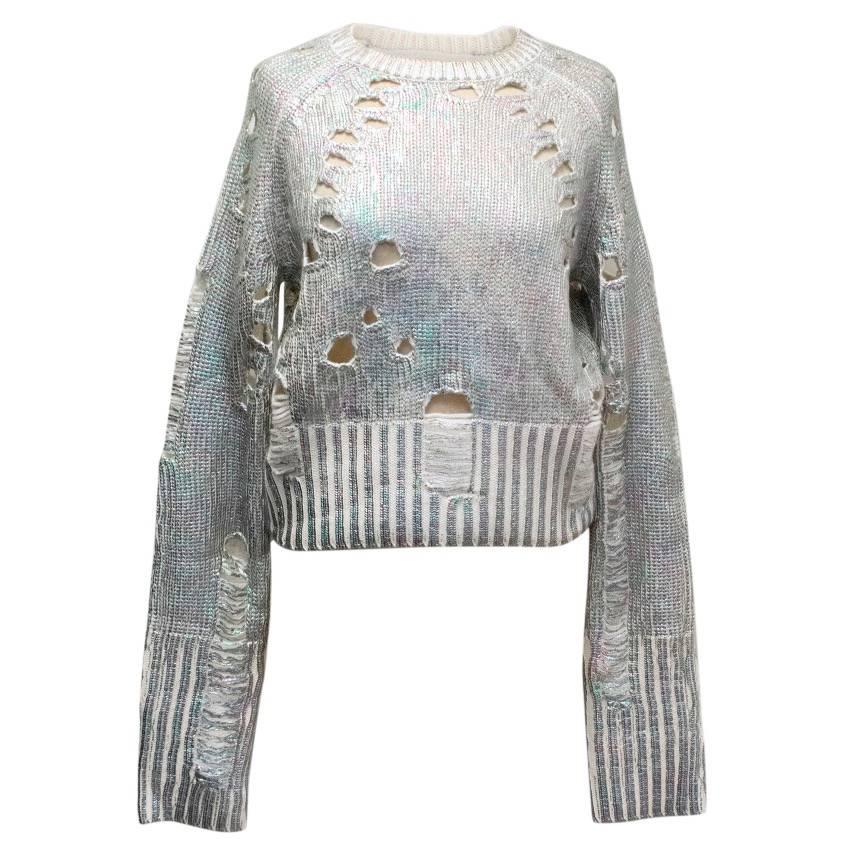 Zoe Jordan Distressed Iridescent Sweater For Sale