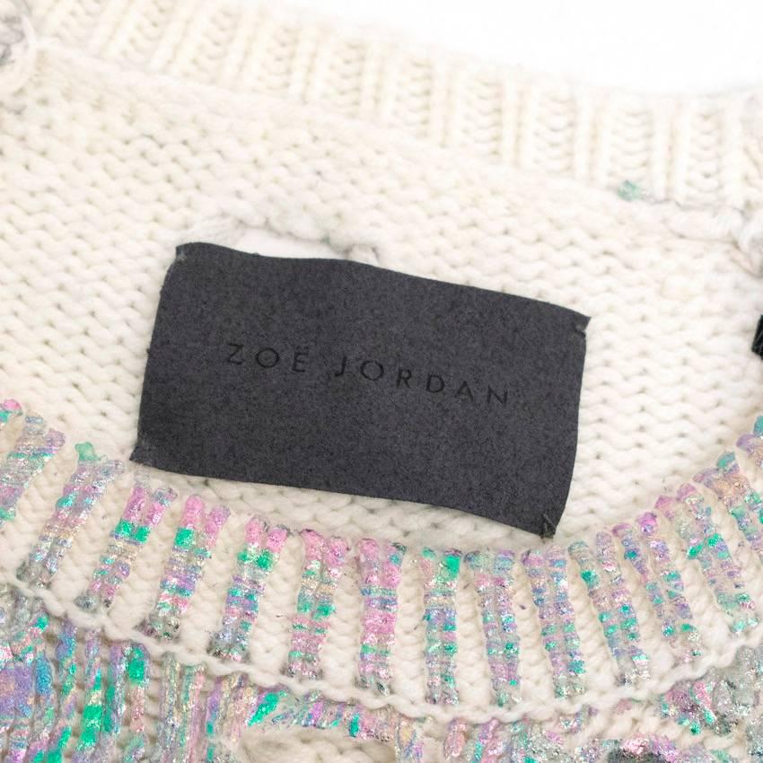 Gray Zoe Jordan Distressed Iridescent Sweater For Sale