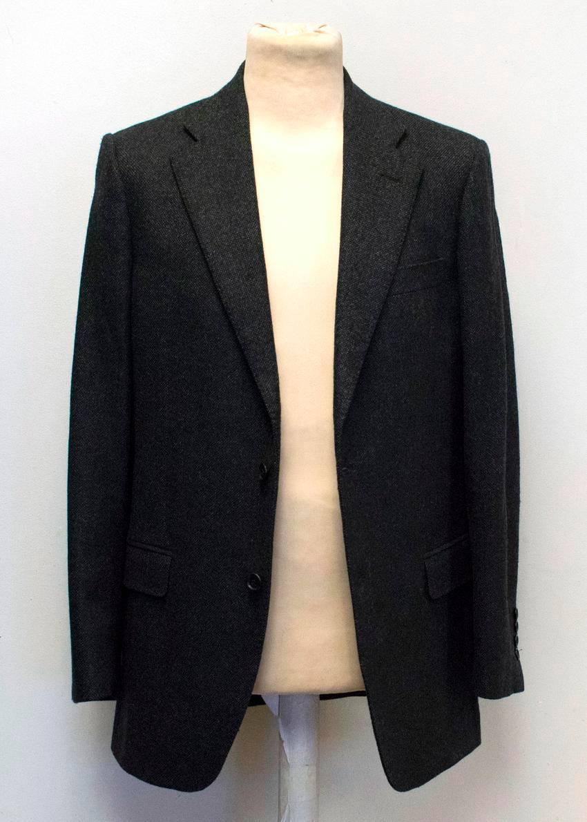 Black Burberry Dark Grey Wool Blend Blazer Size 50 For Sale