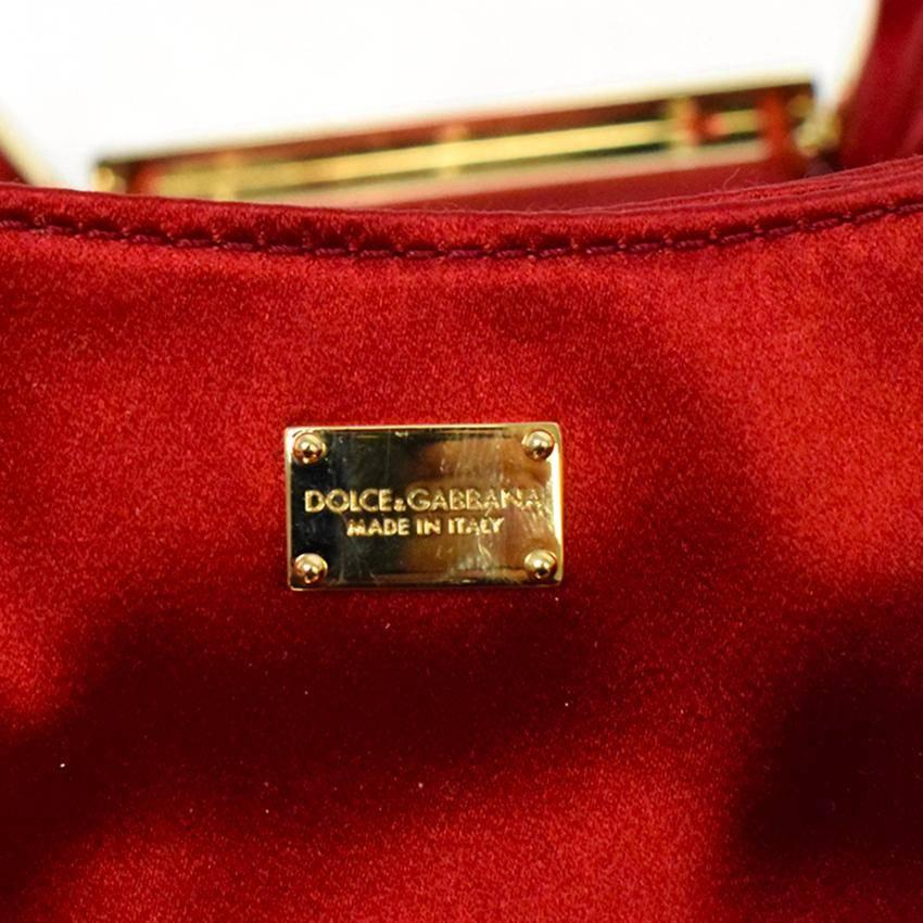 Dolce & Gabbana Red Emerald-Cut Jewel-Embellished Clutch For Sale 1