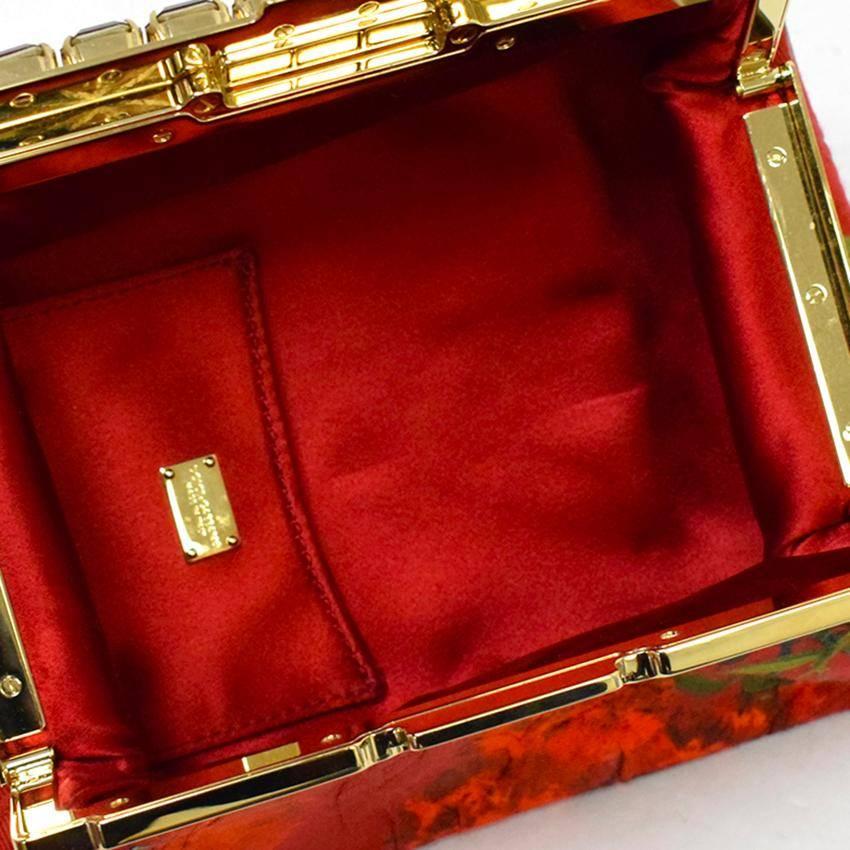 Women's Dolce & Gabbana Red Emerald-Cut Jewel-Embellished Clutch For Sale