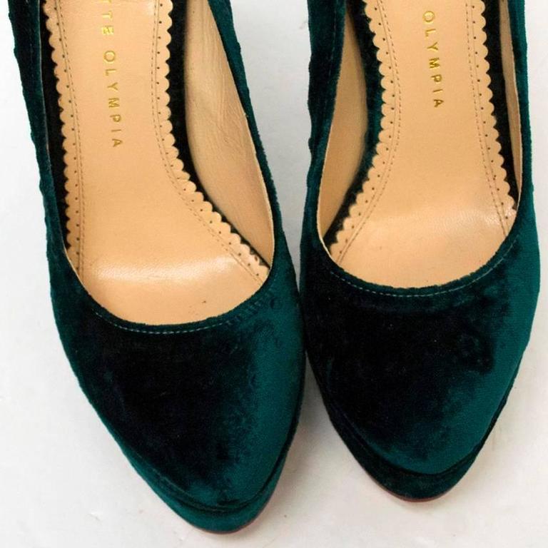 green velvet platform heels