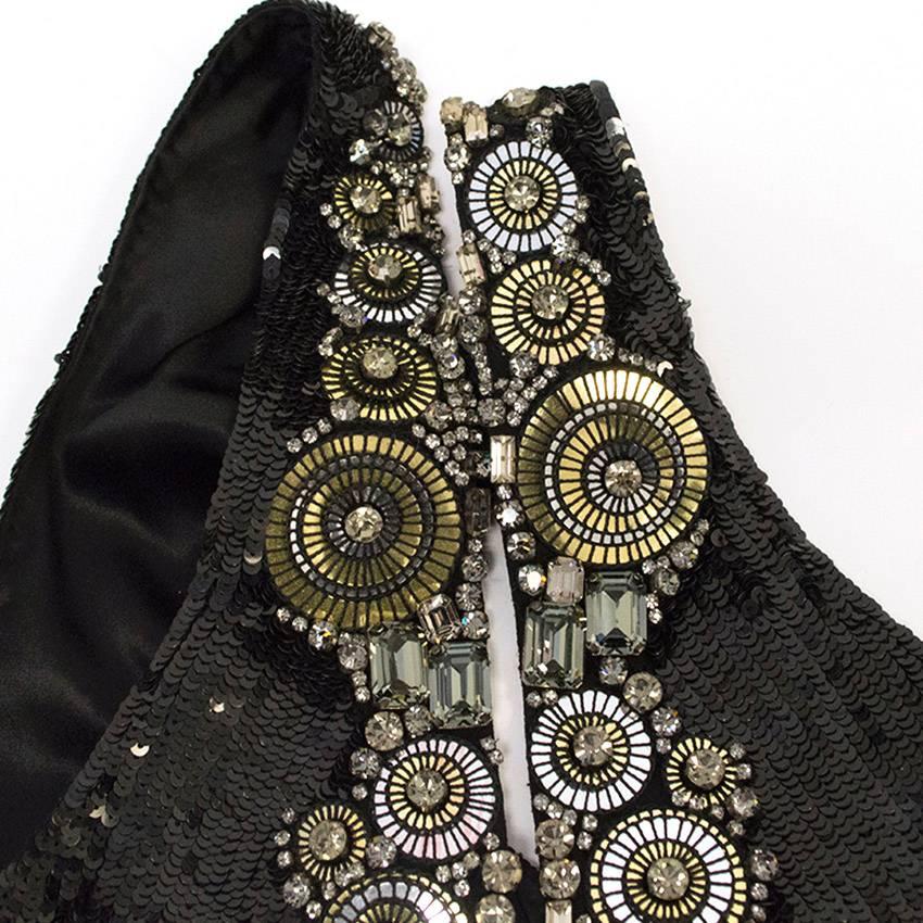 Matthew Williamson Black Silk Sequin Vest For Sale 1