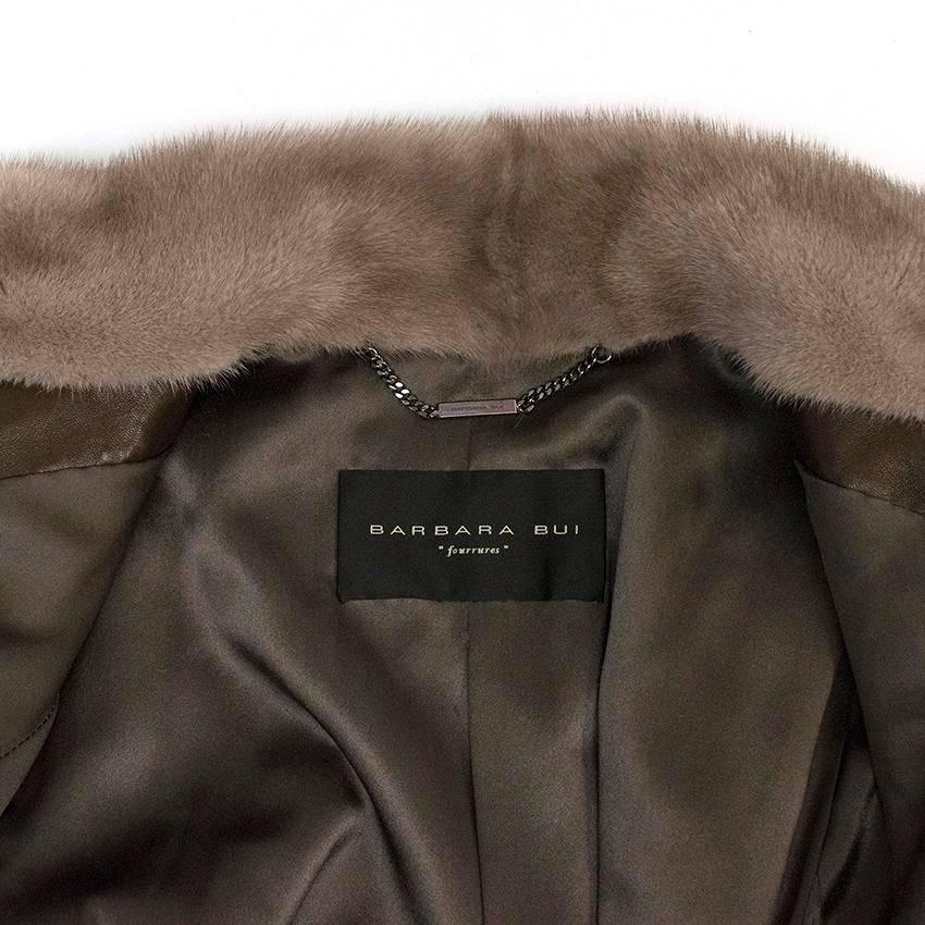 Brown Barbara Bui Grey Mink Fur Jacket with Leather Panels For Sale