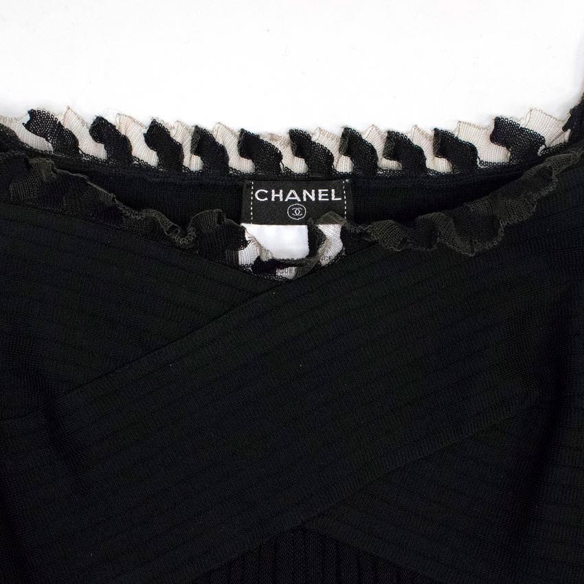 Chanel Black Ribbed Strappy Dress For Sale 2