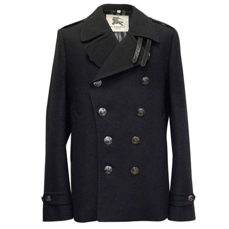 Burberry Black Double Breasted Coat For Sale at 1stDibs | burberry ...